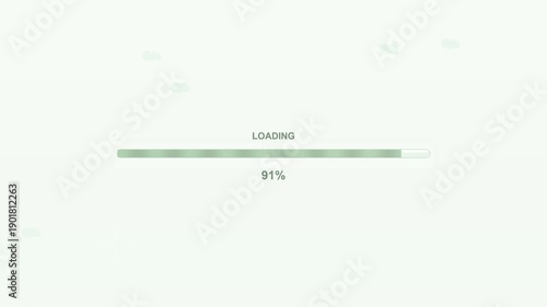 Progress bar animation showing loading status at 100 percent completion in a digital format
