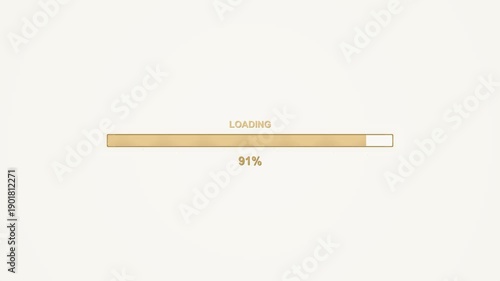 Progress bar shows loading status reaching full completion at 100 percent with simple design and clear text in the center