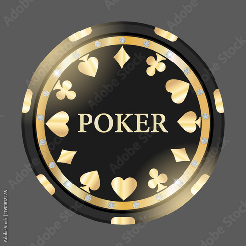 Exclusive VIP Casino Chip Design Featuring Gold, isolated on white background