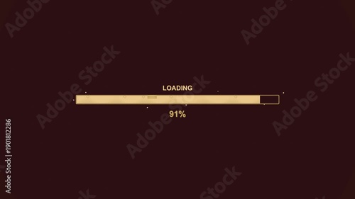 Progress bar animation showing loading status reaching 100 percent in a simple graphic design format