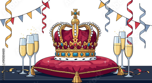 Royal Crown Celebration Illustration isolated on transparent background