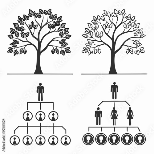 Illustration depicting the concept of family trees and genetic inheritance Vector