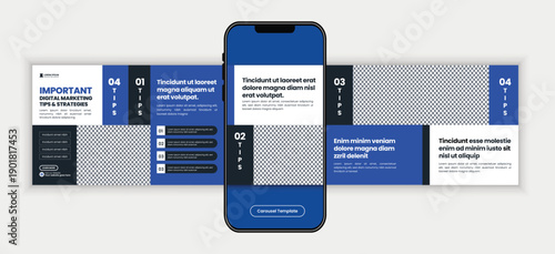 Digital Marketing Tips and Strategy Social Media Carousel Post Design Template for Business Growth, Corporate Marketing, Startup Promotion, Agency Branding, Instagram and LinkedIn Multi Slide Content 