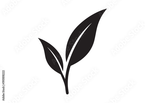 Nature Tea Leaves Icon, Editable Solid Vector Illustration