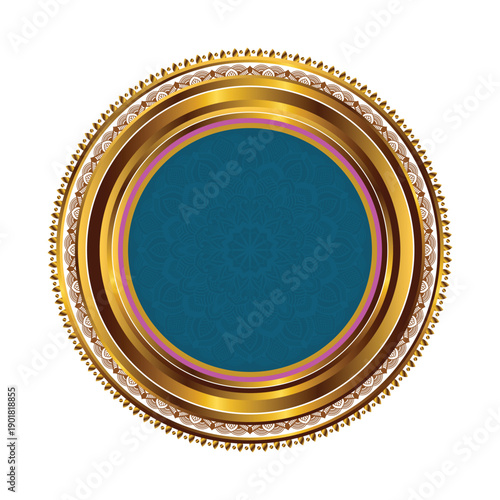 Luxury golden circle frame with vintage gold circular pattern transparent background round ornament