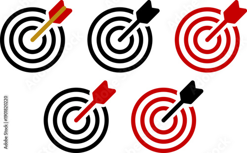 当たりアイコン。矢。的。（icon of arrow hitting target. Bulls eye icon silhouette abstract design.）

