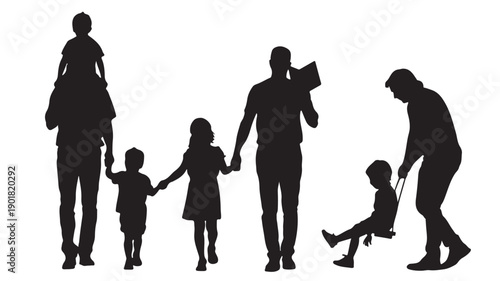 Vector Silhouette Of Happy Family Members For Parenting And Family Concept