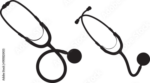 Medical Stethoscope Vector Set in silhouette style