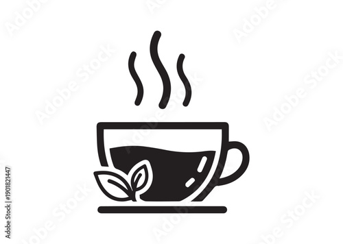 Green Tea Icon, Editable Solid Vector Illustration