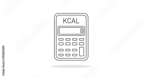 Simple line illustration of a calculator on a plain background viewed from the front
