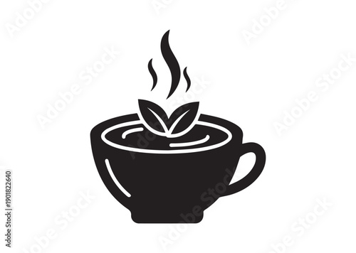 Green Tea Icon, Editable Solid Vector Illustration