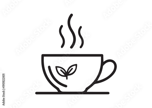 Green Tea Icon, Editable Solid Vector Illustration