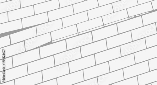 Abstract diagonal pattern of white rectangular bricks or tiles with subtle shifts and imperfections.