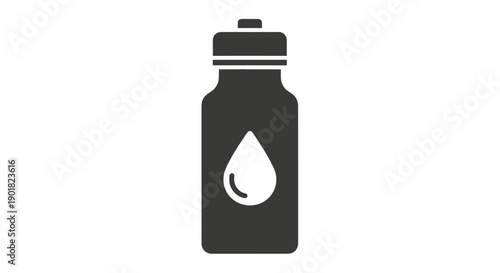 Black Water Bottle with Droplet Icon.
