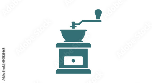 Vintage Coffee Grinder Illustration Isolated White.