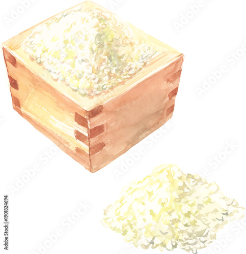 升に入った米のイラスト　ベクター