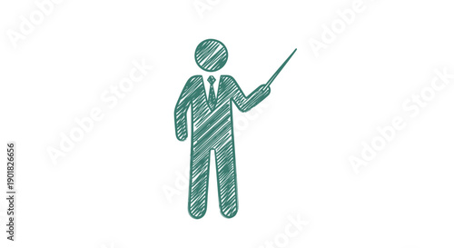 Man in Suit Holding Pointer Stylus.