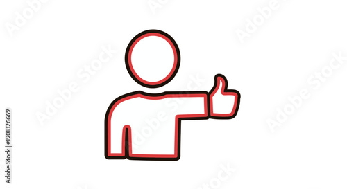 Simple Line Drawing of Person Giving Thumbs Up.