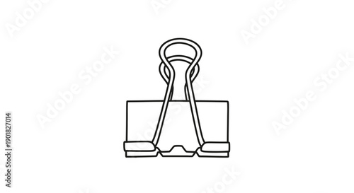 Simple Black and White Binder Clip Illustration.