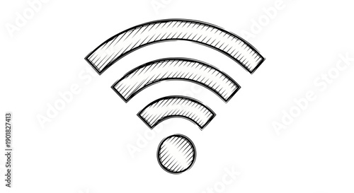 Simple Line Drawing of Wifi Symbol.