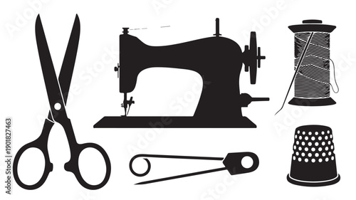 Sewing Tools Vector Illustration For Fashion Design And Crafting Concept