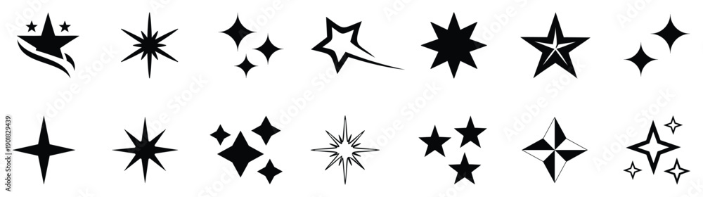 Obraz premium Star sparkle icon. Vector illustration. Effect shine, glitter, twinkling and clean. 