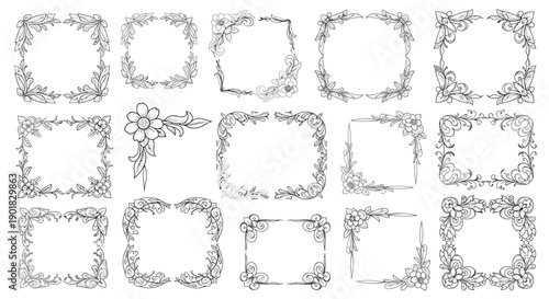 A collection of decorative vintage floral frames and borders, perfect for invitations and scrapbooking.