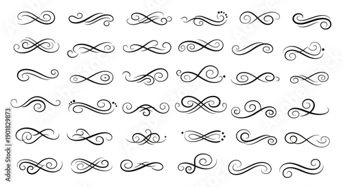 A collection of decorative swirl and flourish elements, perfect for adding elegance to designs.