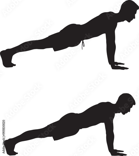 Silhouette of a man performing push ups exercise