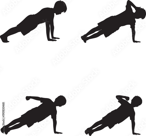 Four different plank exercise variations for core strength