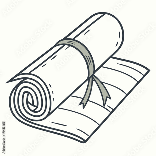 A rolled up newspaper with a black ribbon tied around it Vector