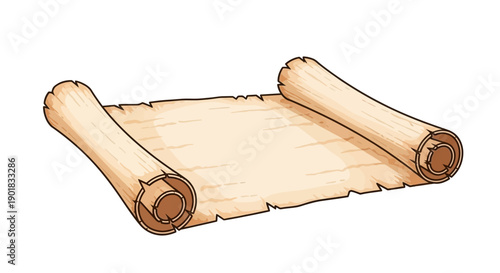 An old, unrolled parchment scroll with blank space for text or map.