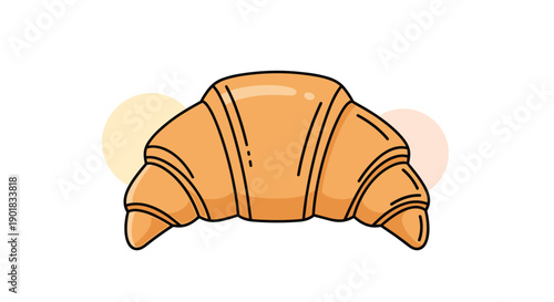 Simple and cute cartoon illustration of a flaky, golden-brown French croissant, perfect for breakfast or bakery-themed designs.