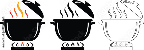 Kitchen Cooking Pot Icon Set