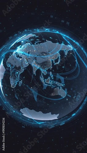 leaked information spreading across global map with illuminated connections showing international data leak