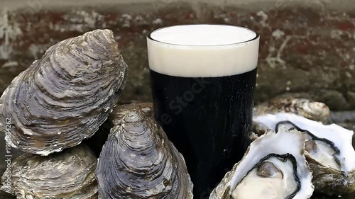Wallpaper Mural Perfect pairing of creamy dark stout beer with delectable fresh raw oysters on display. Torontodigital.ca