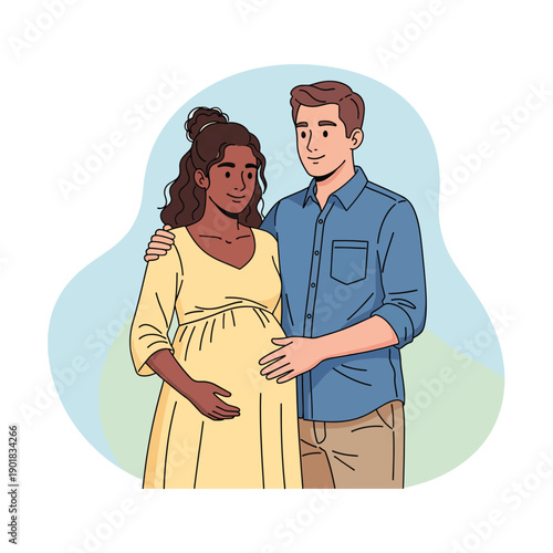 Happy Expectant Couple Embracing