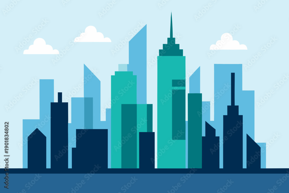 Obraz premium Gangnam Skyline Vector Illustration