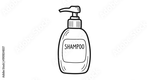 Simple Line Drawing of Shampoo Bottle.