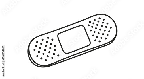Simple Black and White Band Aid Illustration.
