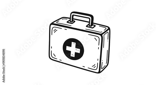 First Aid Kit Illustration with Cross Symbol.