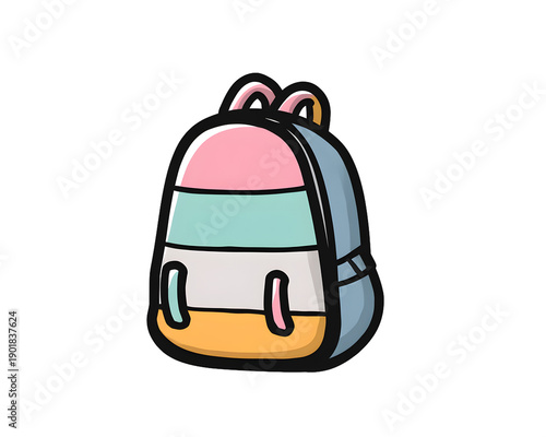 Cute School Backpack Doodle Illustration PNG Transparent Background