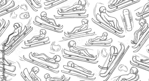 Action-Packed Sledding Adventure, Winter Wonderland, Illustration