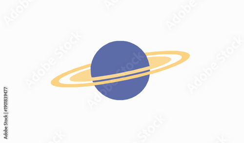 Solid Saturn Planet Icon Vector Illustration for Space Design