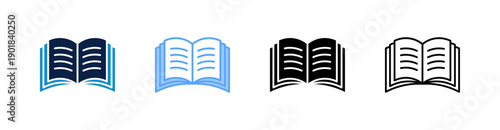 Book Multiple Style Icon Set Collection 