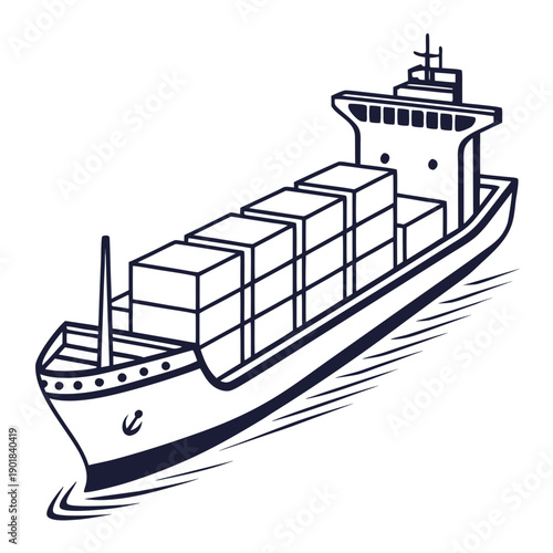 Photos A large cargo ship loaded with containers sailing on calm waters