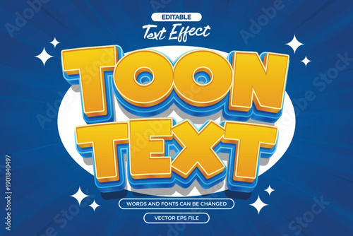 Toon text editable text effect with 3d cartoon text style