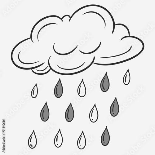 Fotografie A whimsical illustration of a cloud with rain droplets falling down