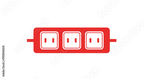 Red Triple Power Socket Outlet Illustration.