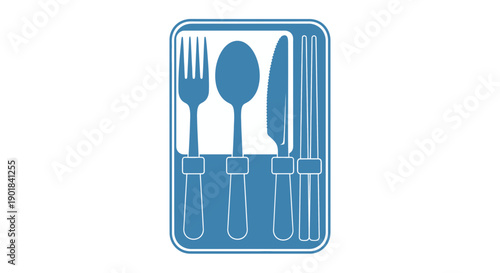 Set of Cutlery in Tray Illustration.